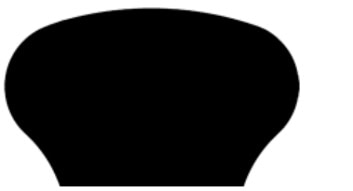 Silhouette of a headrest from a chair or seat against a white background.