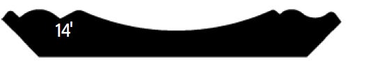Silhouette of a wave-like shape with various peaks and a number 14 on the left side.