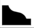 Black silhouette of a stair-step shape with a curved descent profile on a white background.