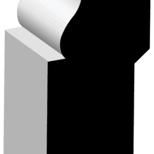 A 3D rendered, elongated, silver object with a wavy middle section and angular base, viewed from a side angle against a dark background.