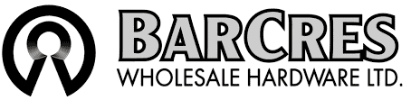 Logo of Barcres Wholesale Hardware Ltd., featuring a circular design with a stylized figure in the center and bold text to the right.