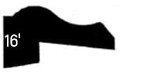 Silhouette of a 16-foot long architectural molding profile with a rounded top and straight base.