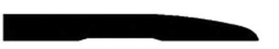 Silhouette of a sleek, elongated object with a rounded end, resembling the side view of a train or vehicle.