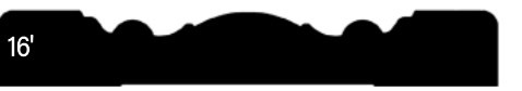 Silhouette of a decorative architectural element with a noted length of 16 feet.