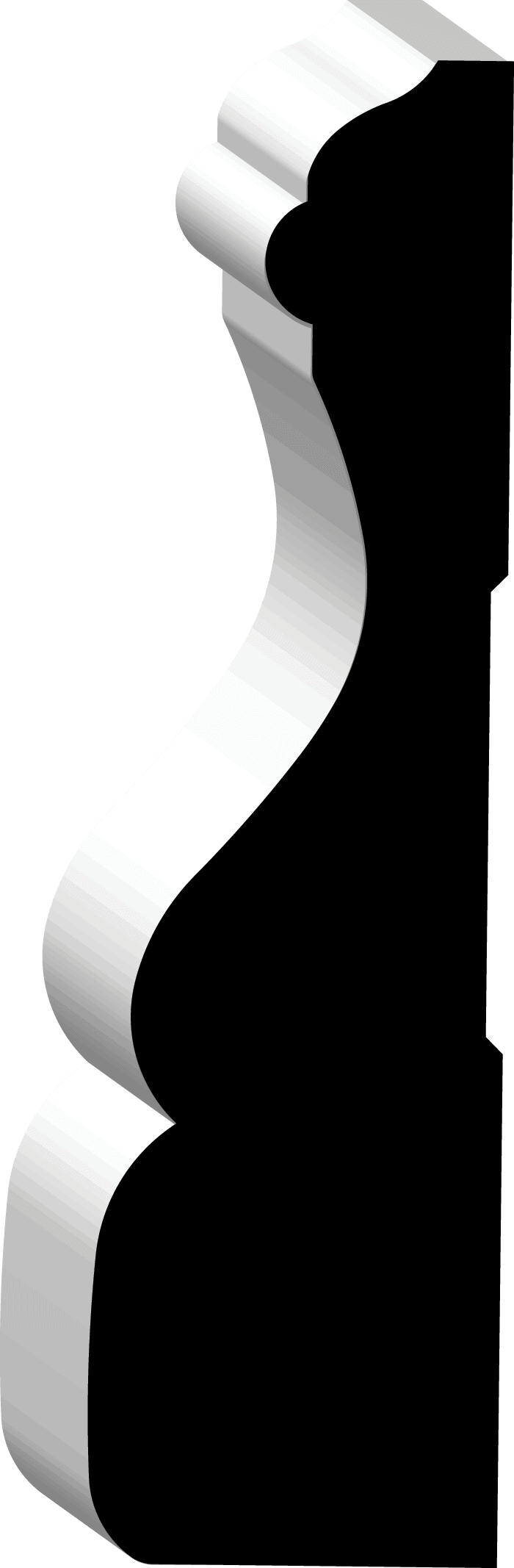 A long, white paper scroll with a wavy vertical shape against a black background.