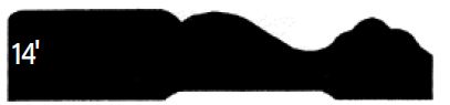 A black silhouette of a profile with varied shapes and a 14 label on the left side against a white background.