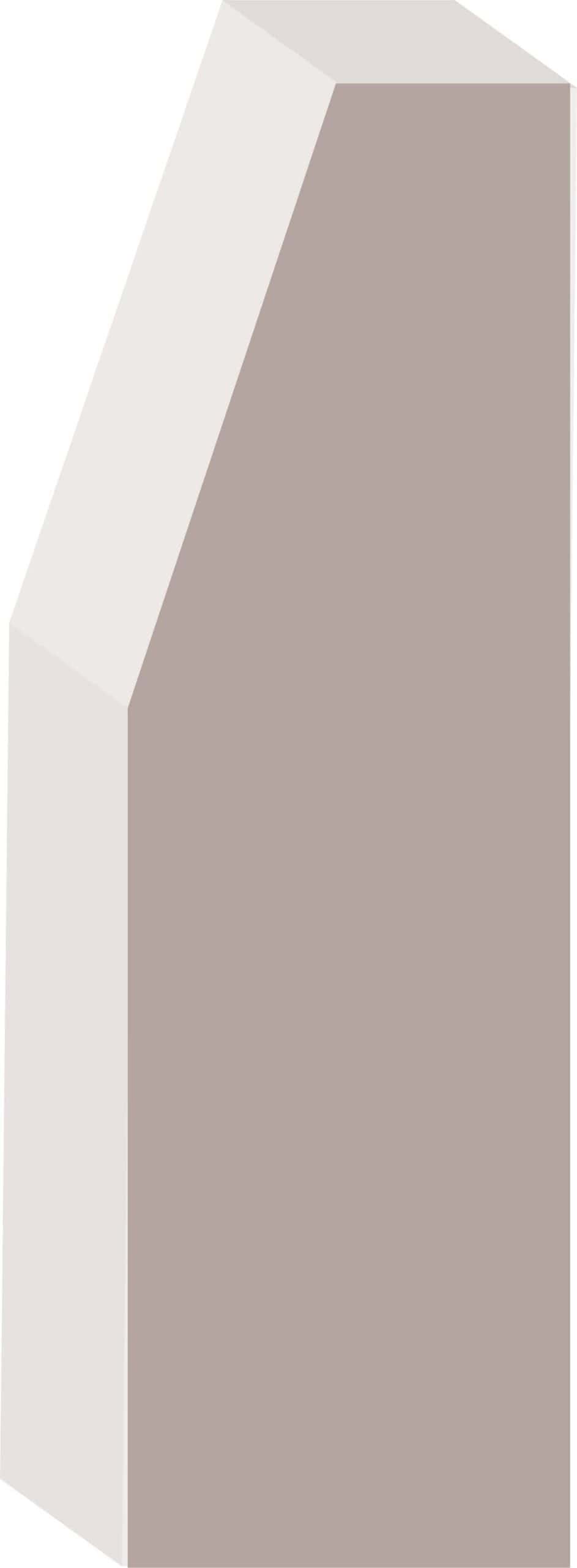Illustration of a geometric, three-dimensional shape resembling a trapezoidal prism with a beige color.