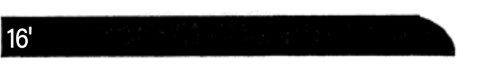 Black strip with rounded edge labeled 16 in white text on the left side.
