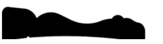 Silhouette of a reclining figure on a flat surface against a white background.