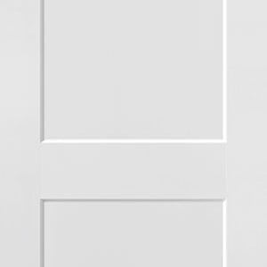 A plain white interior door with two rectangular panels stacked vertically.