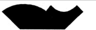 Black silhouette resembling a stylized silhouette of a person rowing on a boat against a white background.