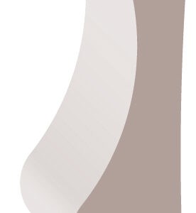 Illustration of a white and gray decorative architectural molding with curved and angled edges.
