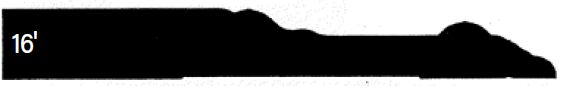 A silhouette of a train with 16 marked on the left side.
