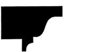 Black silhouette of an architectural molding profile on a white background with a curved design.